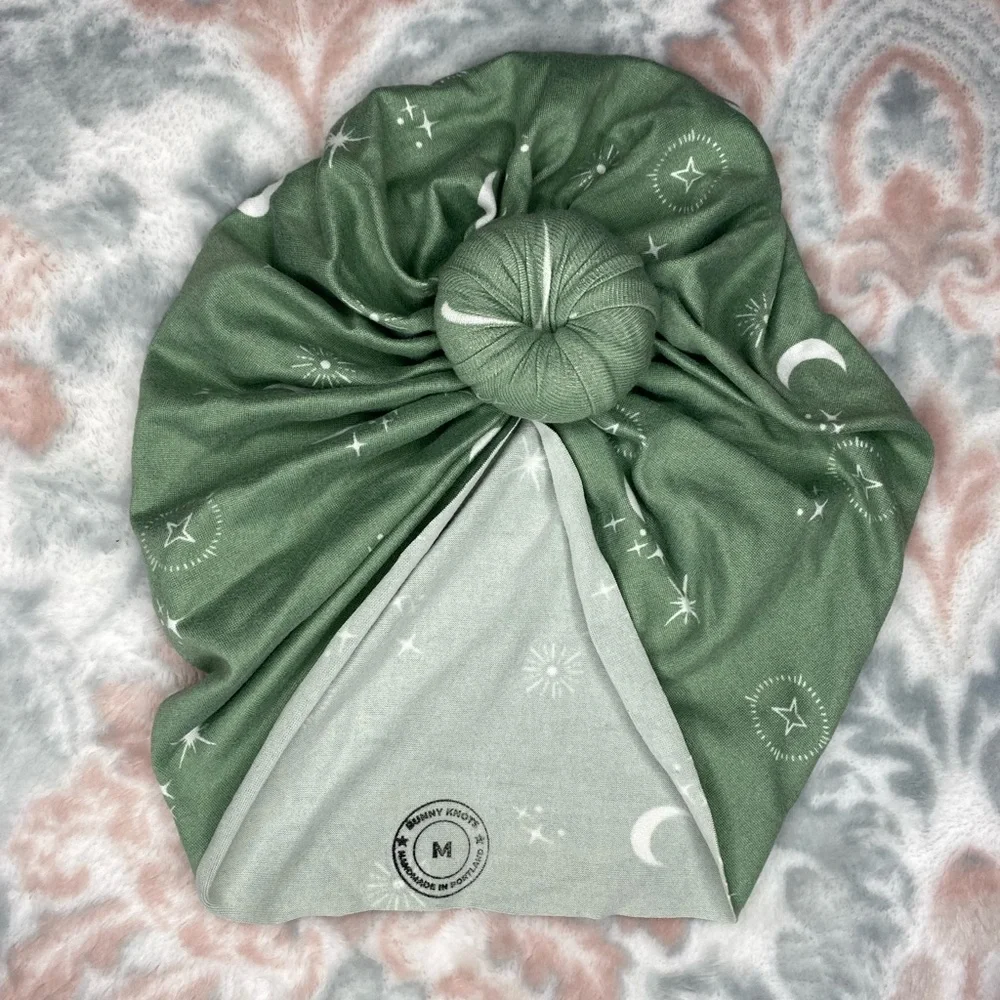 Kids Green Starry Turban Hat